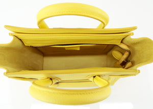 Celine Drummed Calfskin Nano Luggage Citron Yellow