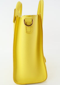 Celine Drummed Calfskin Nano Luggage Citron Yellow