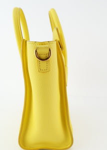 Celine Drummed Calfskin Nano Luggage Citron Yellow