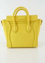 Load image into Gallery viewer, Celine Drummed Calfskin Nano Luggage Citron Yellow