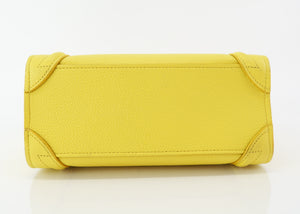 Celine Drummed Calfskin Nano Luggage Citron Yellow