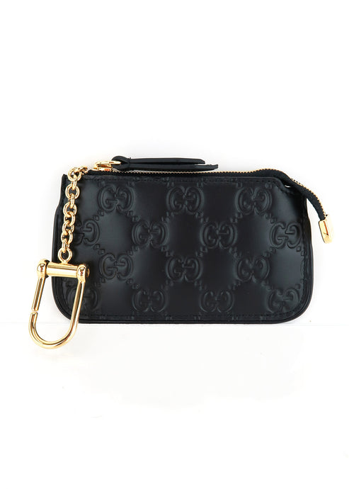 Gucci Monogram Leather Cles Key Pouch Black
