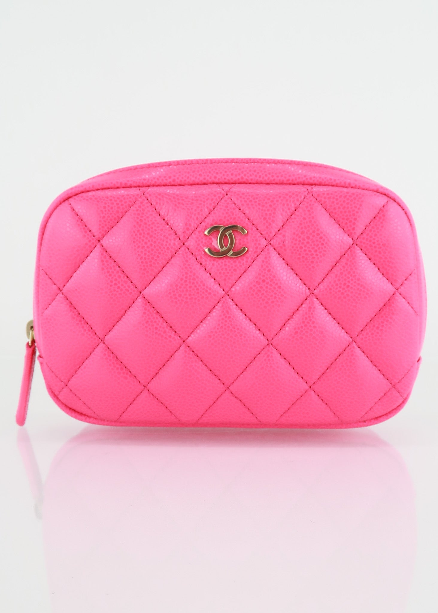 Chanel Caviar Quilted Small Curvy Pouch Pink – DAC