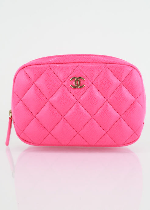 Chanel Caviar Quilted Small Curvy Pouch Pink