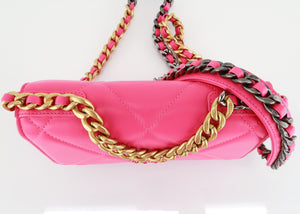 Chanel 19 Lambskin Wallet On a Chain Hot Pink