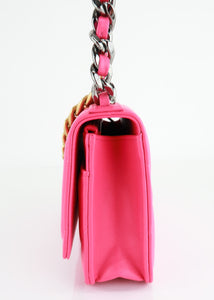 Chanel 19 Lambskin Wallet On a Chain Hot Pink