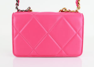 Chanel 19 Lambskin Wallet On a Chain Hot Pink