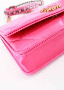 Chanel 19 Lambskin Wallet On a Chain Hot Pink