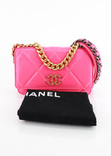 Load image into Gallery viewer, Chanel 19 Lambskin Wallet On a Chain Hot Pink