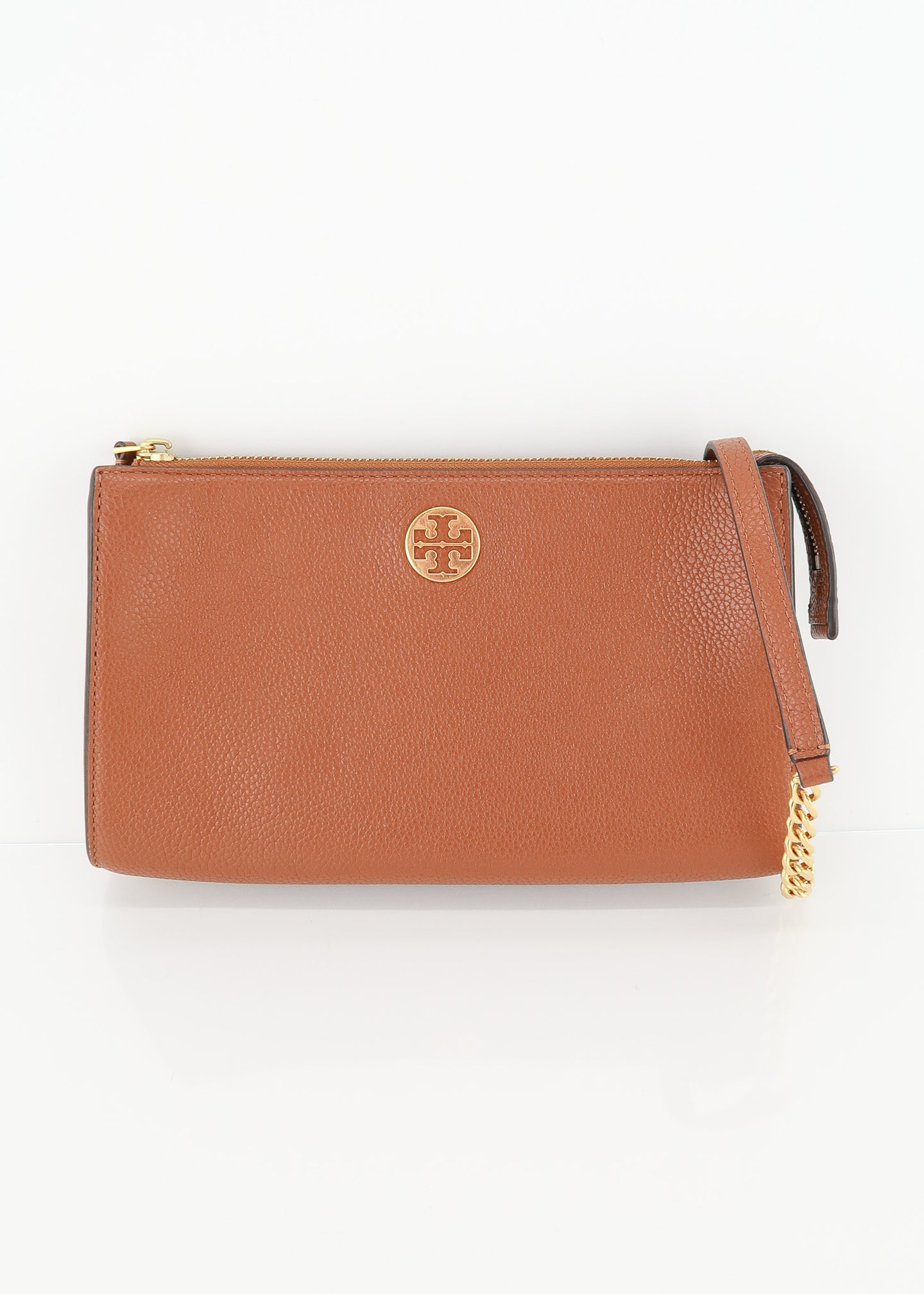 Tory Burch Pebbled Leather Robinson Crossbody Tan
