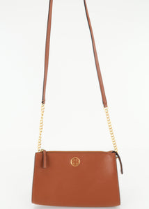 Tory Burch Pebbled Leather Robinson Crossbody Tan