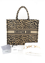 Load image into Gallery viewer, Dior Canvas Mizza Embroidered Large Leopard Book Tote