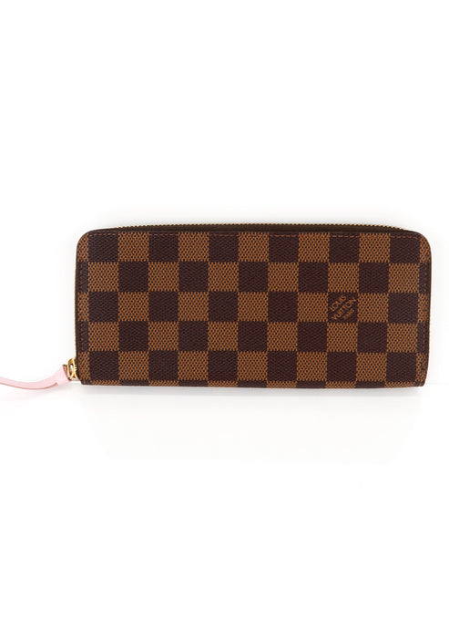 Louis Vuitton Damier Ebene Clemence Wallet Rose Ballerine