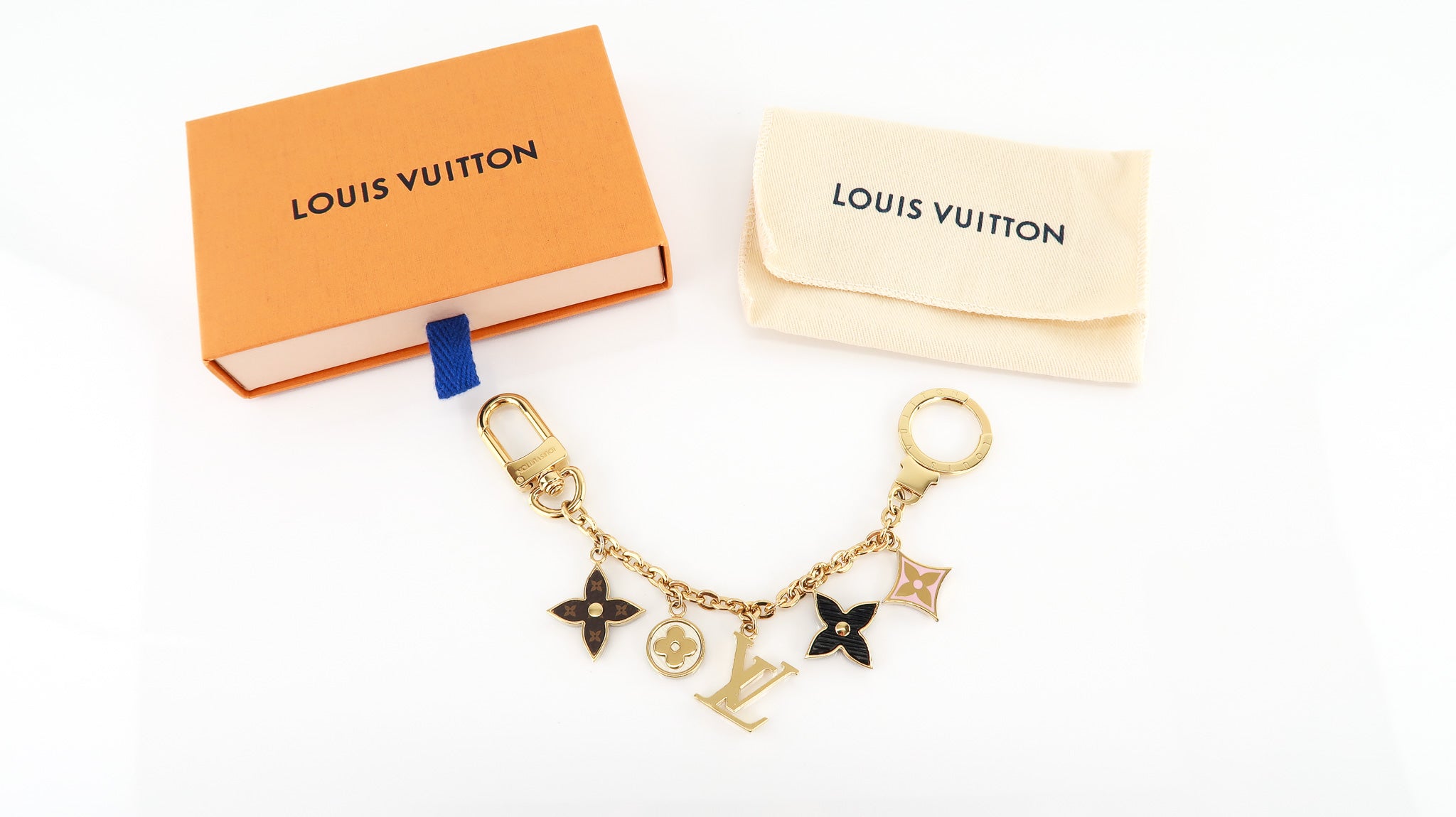 Louis Vuitton Monogram SPRING STREET chain Bag Charm Gold Tone