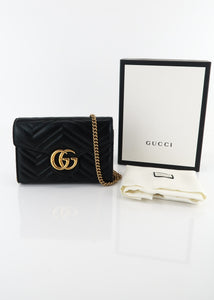 Gucci Marmont Wallet On A Chain Black
