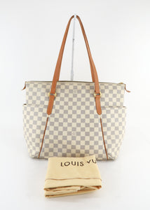 LOUIS VUITTON Totally MM Damier Azur Shoulder Bag White