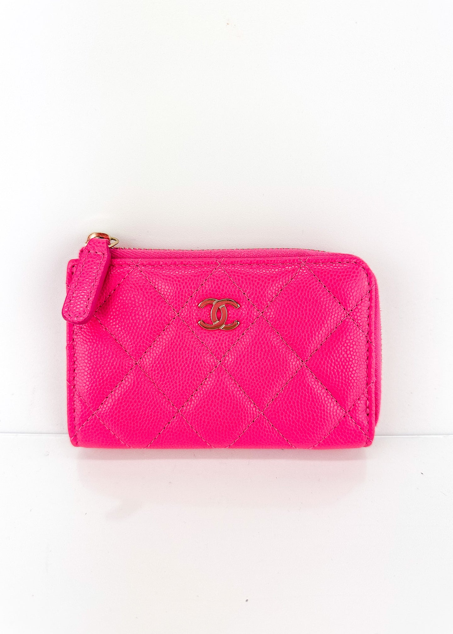 Chanel Caviar Zipped Key Pouch Pink