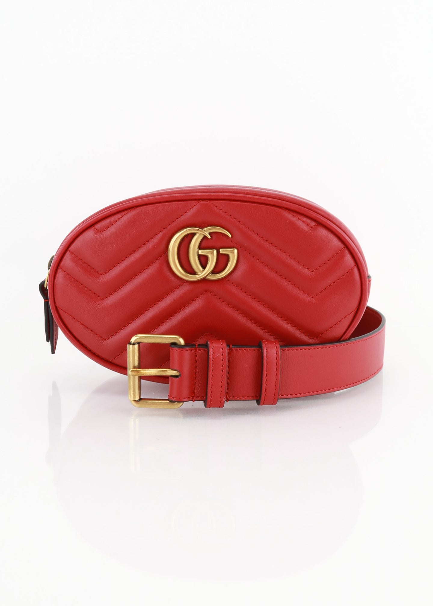 Gucci Matelasse GG Belt Bag Hibiscus Red DAC