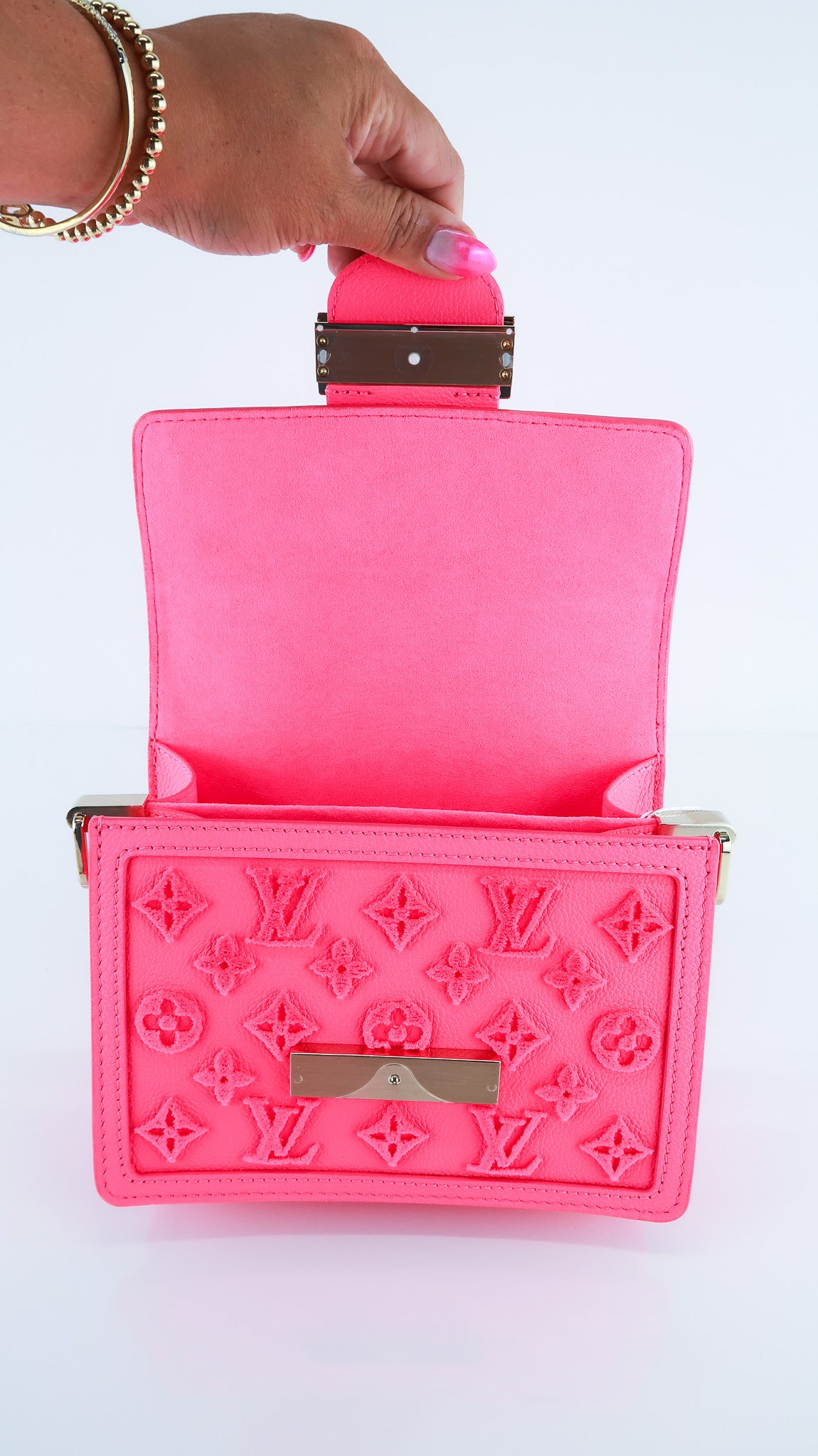 Louis Vuitton Rose Flou Tufted Monogram Leather Mini Dauphine Bag
