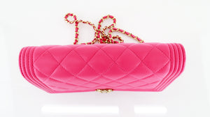 Chanel Lambskin Boy Wallet on a Chain Hot Pink