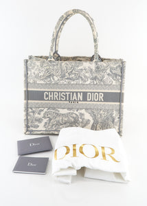 Dior Medium Dioriviera Toile De Jouy Book Tote Gray