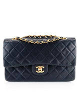 Load image into Gallery viewer, Chanel Lambskin Classic Double Flap Navy