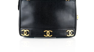 Chanel Caviar Vintage Triple CC Shoulder Bag Black