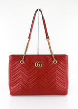 Load image into Gallery viewer, Gucci Calfskin Matelasse Medium GG Marmont Tote Red