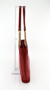 Gucci Calfskin Matelasse Medium GG Marmont Tote Red