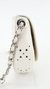 Chanel Caviar Perforated Flap Crossbody White