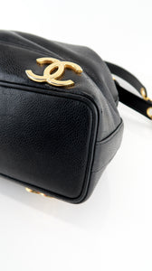 Chanel Caviar Triple CC Drawstring Bucket Bag Black
