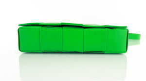 Bottega Veneta Paper Calfskin Maxi Intrecciato Cassette Crossbody Parakeet