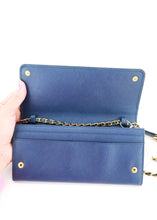 Load image into Gallery viewer, Prada Saffiano Wallet on Chain Blue