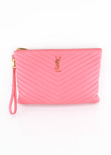 Load image into Gallery viewer, Saint Laurent Chevron Clutch Pink