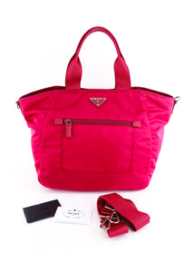 Prada Nylon 2-Way Tote Magenta