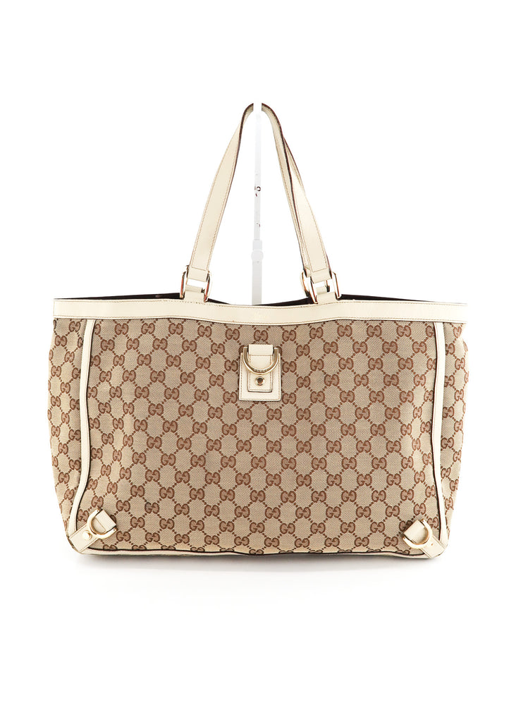 Classic Beige GG Canvas and Leather Pochette Bag by Gucci