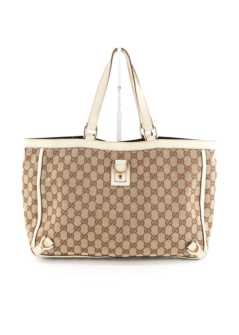 Gucci Canvas Abbey D-Ring Large Tote White