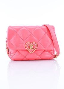 Chanel Lambskin Plexiglass Quilted Coco Love Mini Flap Pink