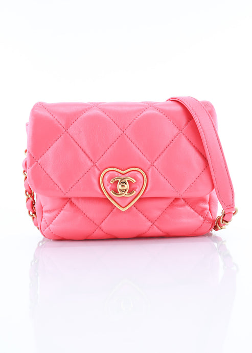 Chanel Lambskin Plexiglass Quilted Coco Love Mini Flap Pink