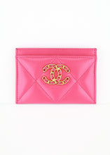Load image into Gallery viewer, Chanel 19 Quilted Lambskin Card Holder Dark Pink