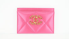 Load image into Gallery viewer, Chanel 19 Quilted Lambskin Card Holder Dark Pink