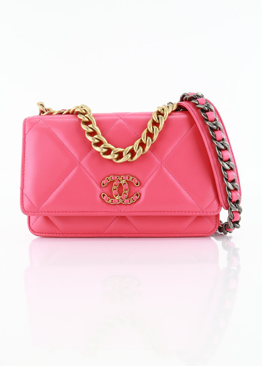 Chanel 19 Lambskin Quilted Wallet on Chain Dark Pink – DAC