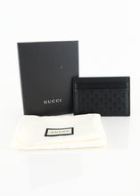 Load image into Gallery viewer, Gucci Monogram Embossed Leather Card Holder Black