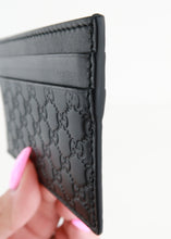 Load image into Gallery viewer, Gucci Monogram Embossed Leather Card Holder Black