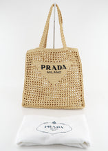 Load image into Gallery viewer, Prada Raffia Embroidered Logo Tote Bag Naturale