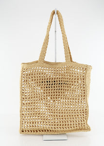 Prada Raffia Embroidered Logo Tote Bag Naturale