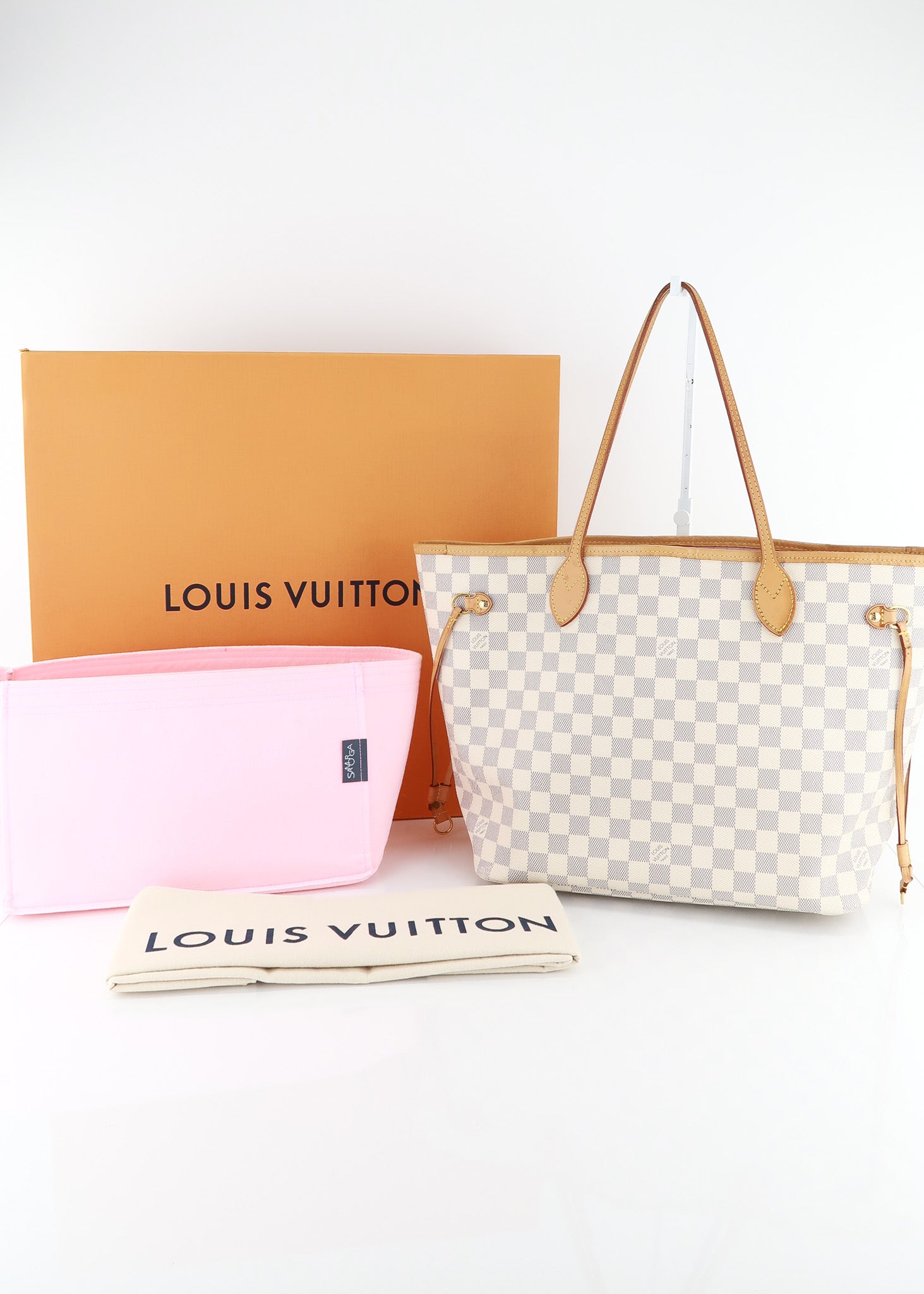 Louis Vuitton Damier Azur Neverfull MM Pink White Blue