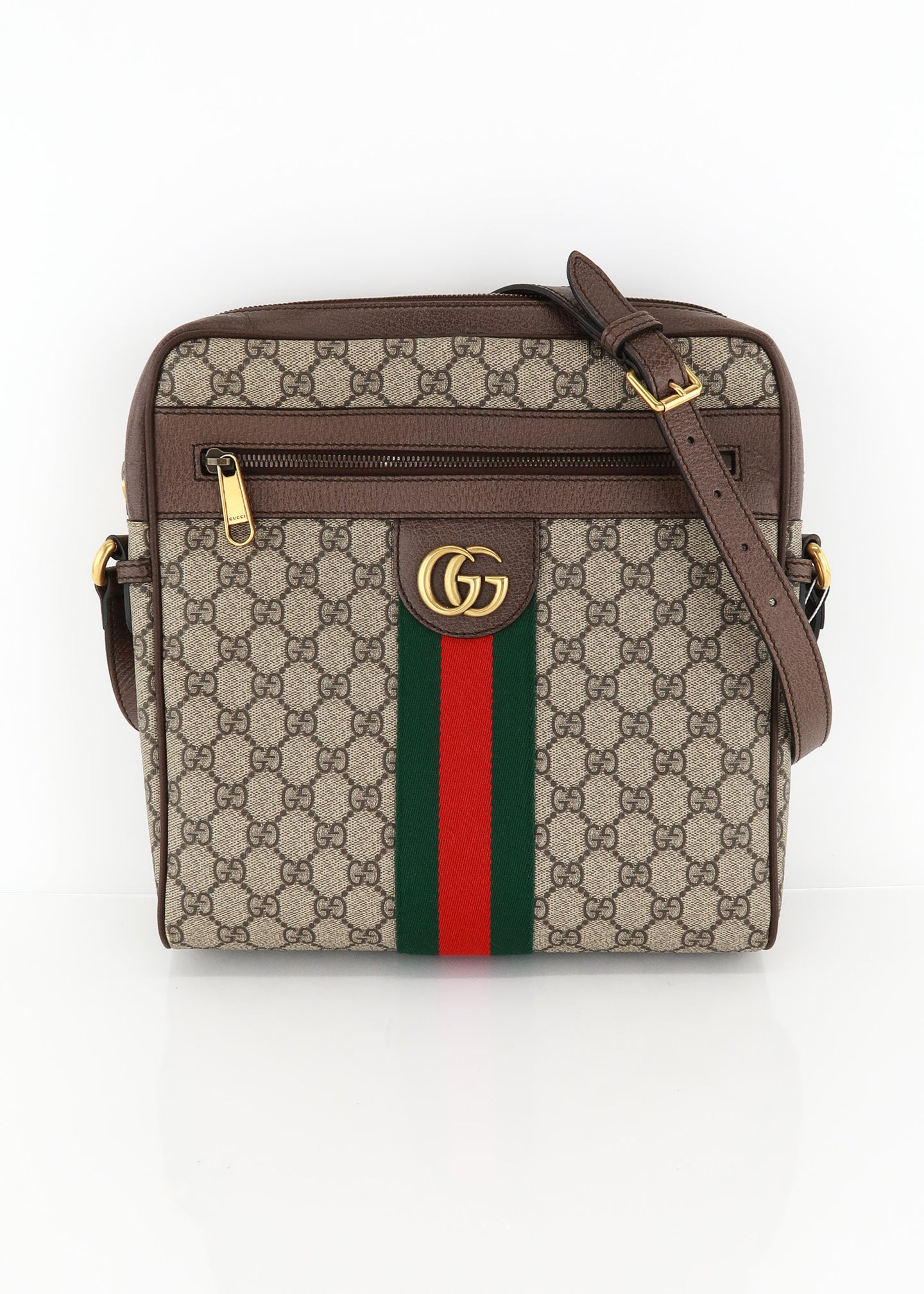 Gucci Monogram GG Supreme Plus Web Strap Messenger Bag