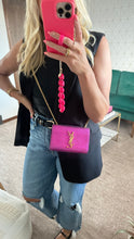 Load image into Gallery viewer, Saint Laurent Monogram Glitter Wallet on Chain Pink