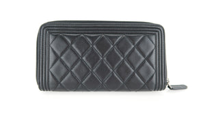 Chanel Lambskin Boy Zippy Wallet Black
